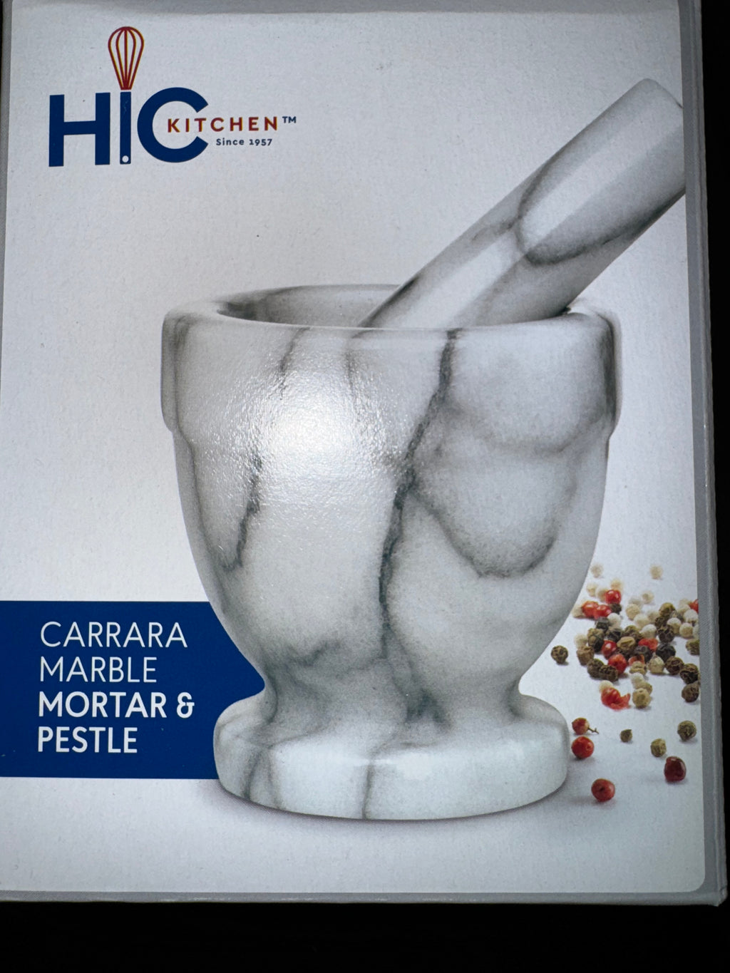 HIC Carrara Marble Mortar & Pestle image 1