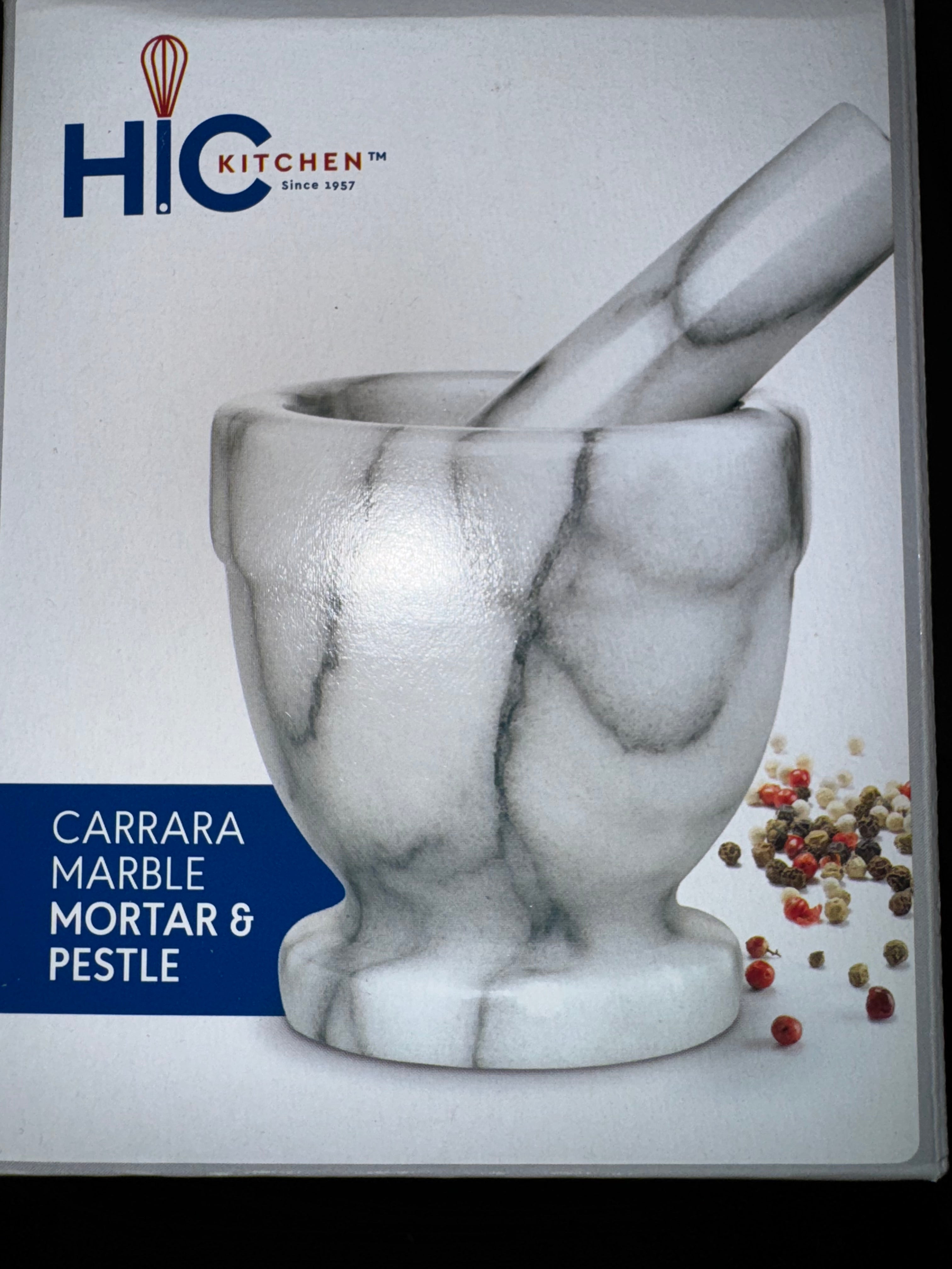 HIC Carrara Marble Mortar & Pestle image 1